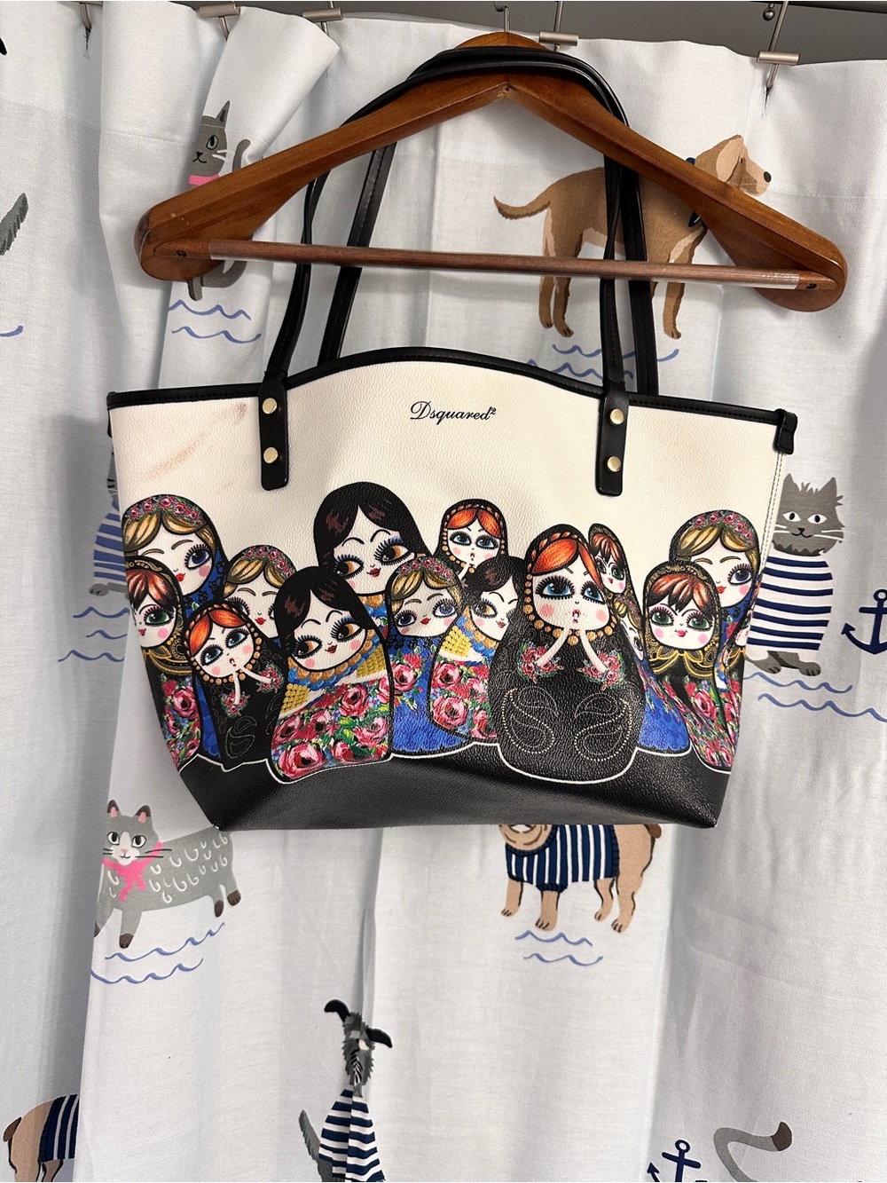 DSQUARED2 Black & White Matryoshka Print Tote - Picture 4 of 5